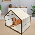 thumbnail image 2 of Ivory Pet House, Victorian Curved Renaissance Style Leaves Branches Classic Petals Illustration, Outdoor & Indoor Portable Dog Kennel with Pillow and Cover, 5 Sizes, Cream, by Ambesonne, 2 of 4