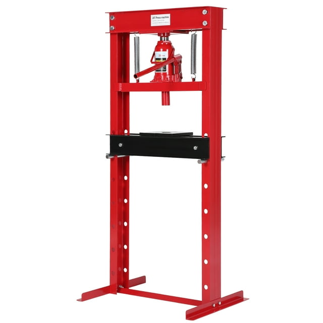 BeesClover Hydraulic Shop Press, H-Frame, 4-Hold Adjustable Height, with Movable Plates and Dust Cover, for Garage or Professional Users