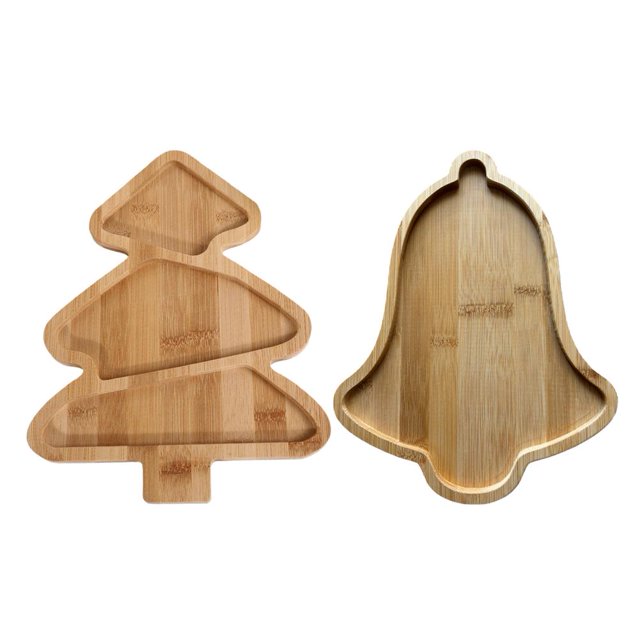 EZLIFE Bandeja de madera para servir de Navidad con forma de árbol de Navidad, plato para aperitivos y dulces, platos de comida para Navidad Z4R1