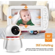 Baby Monitor- 5” Large Display 1080P HD Video Baby Monitor with Camera and Audio, No WiFi, Auto Infrared Night Vision, 355° Remote Pan, Two-Way Audio, Thermal Monitor, Record & Replay