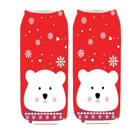

1 Pair Women Girls Christmas Socks Female 3D Print Cartoon Socks Girls Party Christmas Gift