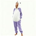 thumbnail image 2 of REORIAFEE Womens Pajama Sets Pants 1 Piece Fleece Warm Loungewear with Pockets Long Sleeve Jumpsuit Pants Color Block Sleepwear Purple S-2XL, 2 of 7
