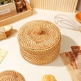 thumbnail image 1 of Raindrops Decorative Brown Rattan Sundries Storage Box for Balcony Windowsill and Dining Table Use, 1 of 6