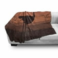 thumbnail image 3 of Ostrich Soft Flannel Fleece Throw Blanket, Silhouette of Wild Bird Walking in the Middle of Nowhere at Sunset, Cozy Plush for Indoor and Outdoor Use, 50" x 60", Chestnut Brown Cinnamon, by Ambesonne, 3 of 6