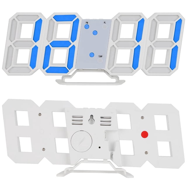 Reloj de Pared Digital LED 3D Relojes de visualización de Tiempo de Carga de número de Alarma USB para Office Home Hotel(Azul) Unbranded XD13041-02
