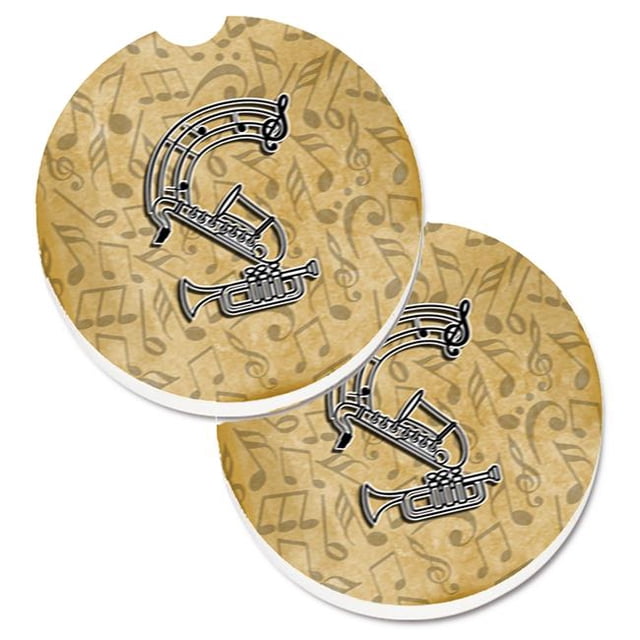 Letter S Musical Instrument Alphabet Set of 2 Cup Holder Car Coaster
