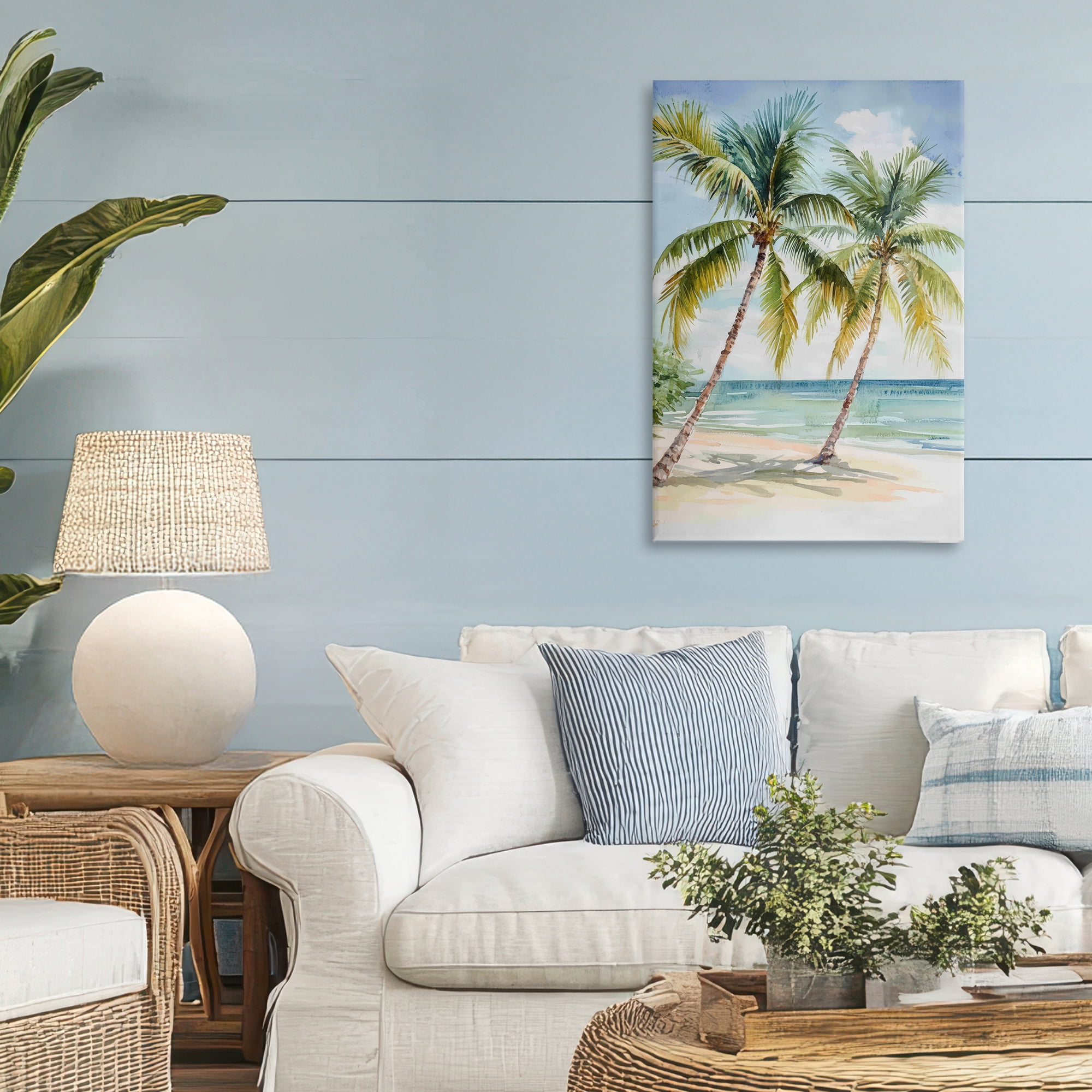 Stupell Industries Shady Palm Beach Escape Canvas Wall Art, design by Petal Prints Design
