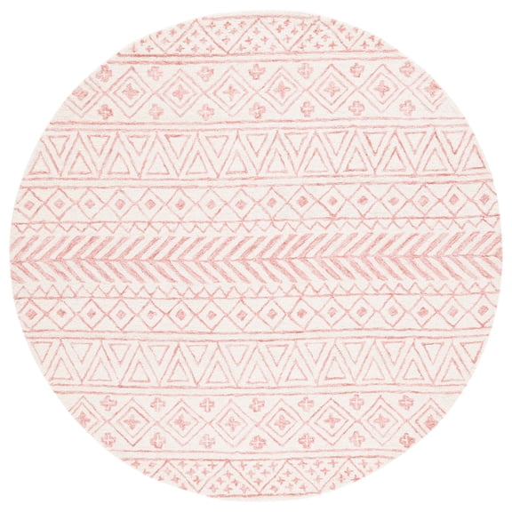 SAFAVIEH Metro Beaumont Southwestern Area Rug, Ivory/Pink, 6' x 6' Round