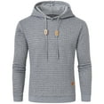 thumbnail image 3 of Tyhengta Mens Hooded Sweatshirt Casual Long Sleeve Drawstring Jacquard PlaidCloth Pullover Hoodies Lightgray M, 3 of 8