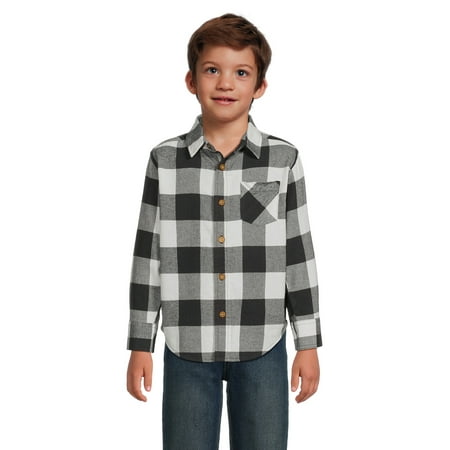 Wrangler Boys’ Long Sleeve Flannel Shirt, Sizes 4-18 & Husky
