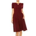thumbnail image 5 of Moa Collection Women's A-Line Dress Puff Sleeves and Keyhole Front Casual Chic with Side Pock, 5 of 6