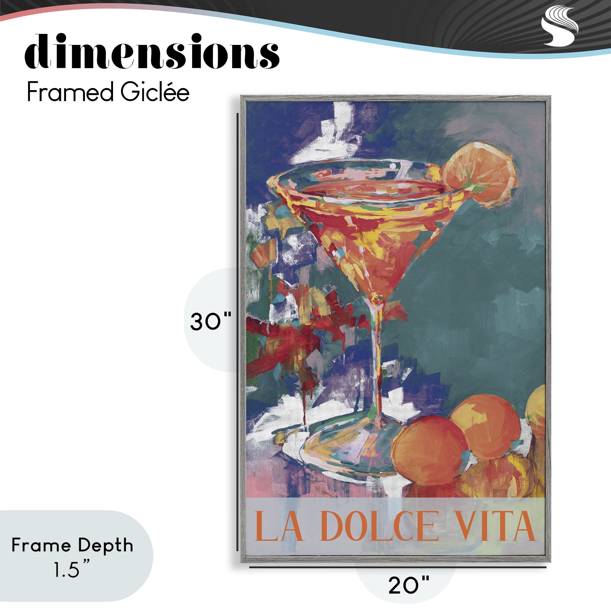 Stupell Industries Citrus Cocktail on Blue Gray Framed Giclee Art, design by Jane Slivka
