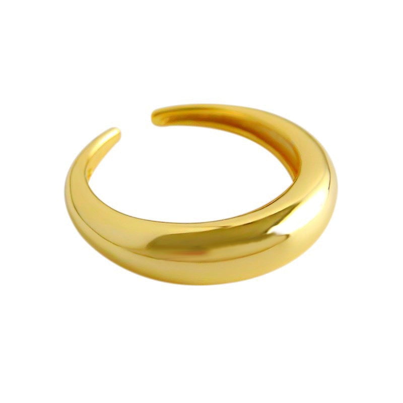Personalized Trendy Geometric Copper Ring for Women, Adjustable Open Ring Design, Electroplated GoldWhite Gold Finish
