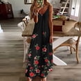 thumbnail image 1 of SMihono Robe Maxi Bohème d'Été pour Femmes Grande Taille Mode Femme Bretelles Taille Mi-Haute Col en V Sans Manches Rayée Imprimée Robe Longue de Plage, 1 of 5