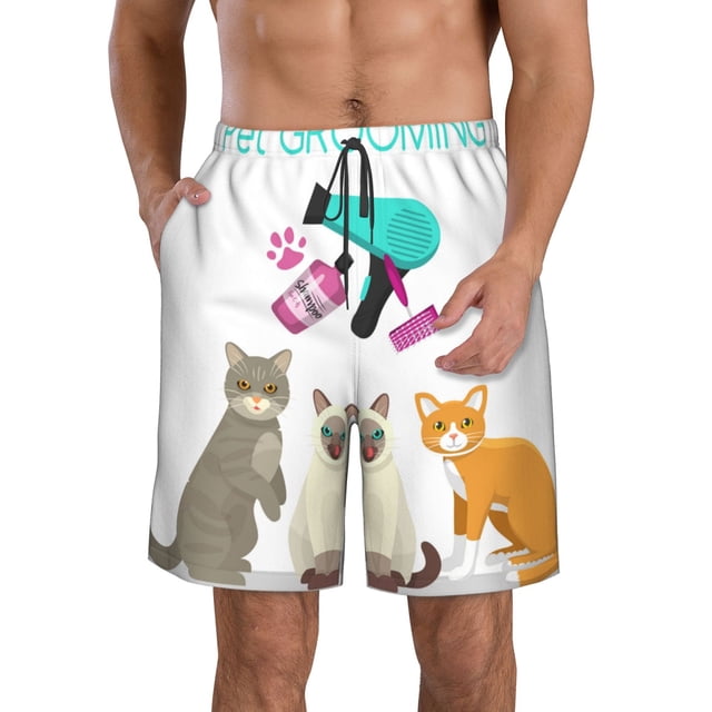 Balery Pet Care Grooming Traje de Baño Estilo Hawaiano para Hombre, Shorts de Secado Rápido con Bolsillos-X-Large