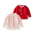 thumbnail image 4 of 6M-3 T Infant Toddler Baby Girls Cardigan Sweater Long Sleeve Button Down Knitted Outwear Fall Winter Knit Tops,1 Pack,Pink,6-9 Months, 4 of 7