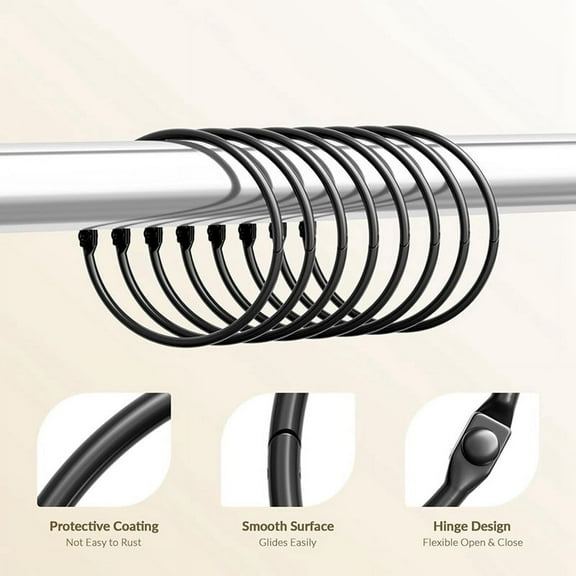 Shower Curtain Rings, Hooks Shower Curtain Rings Rust Proof, Anti-Drop Round Shower Rings for Curtain,Silver