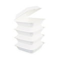 thumbnail image 2 of Boardwalk HL-91BW 9 in. x 9 in. x 3.19 in. 1-Compartment Hinged-Lid Sugarcane Bagasse Food Containers - White (100/Sleeve, 2 Sleeves/Carton), 2 of 9