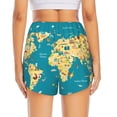 thumbnail image 4 of Uemuo World Map With Landmarks Pattern Women's Athletic Shorts High Waisted Running Shorts with Liner Pockets Gym Elastic Workout Shorts-Medium, 4 of 9