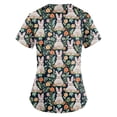 thumbnail image 2 of Scrub Uniforms For Women，Womens Scrub Tops - Short Sleeve V-Neck Easter Printed Scrub Top Women Uniform Shirts with Side Pockets，Royal Blue，S, 2 of 4
