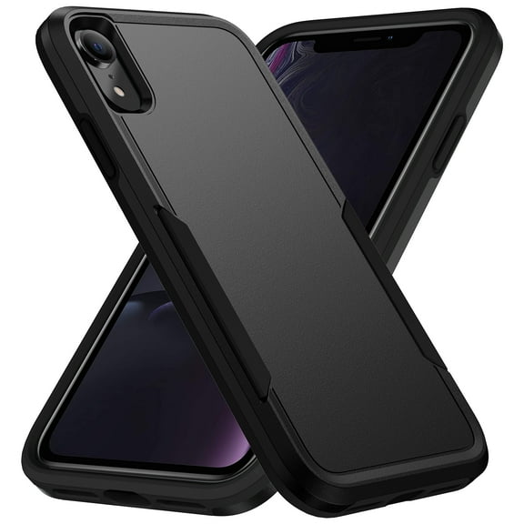 AIOVETEAB Defender Case Designed for iPhone XR case, Heavy Duty Shockproof Rugged Protective Bumper Cover for iPhone XR (Black)