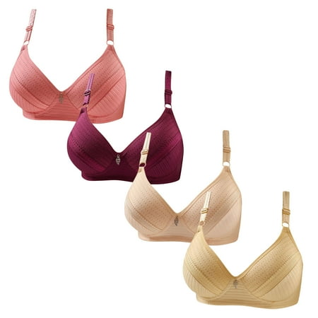 Gnurob Lace Bras for Womens Push Up Wireless Bralettes Breathable Brassiere 3 Pack Plus Size Bralette Comfort Adjustable Straps Bra Sports Wear Clearance Saving A06-Pink Small