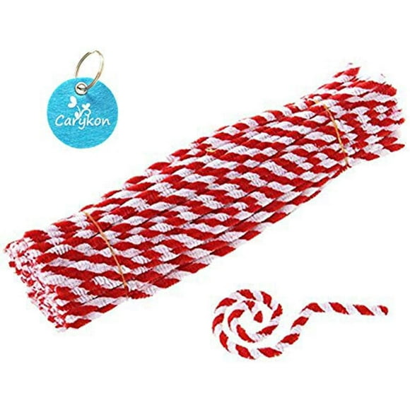 Striped Chenille Stems Pipe Cleaners, Pack of 100 (Red)
