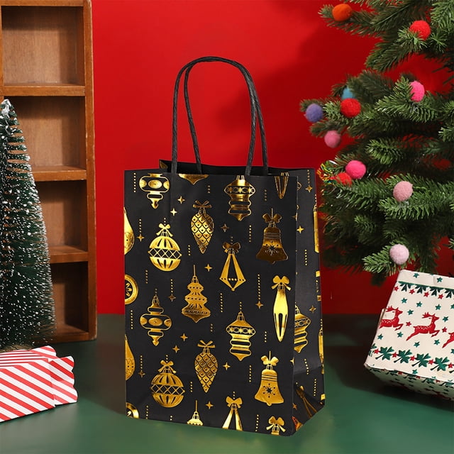 xihome Bolsas de regalo navideñas con estampado de Pap Noel, bolsas de papel para envolver dulces de fiesta