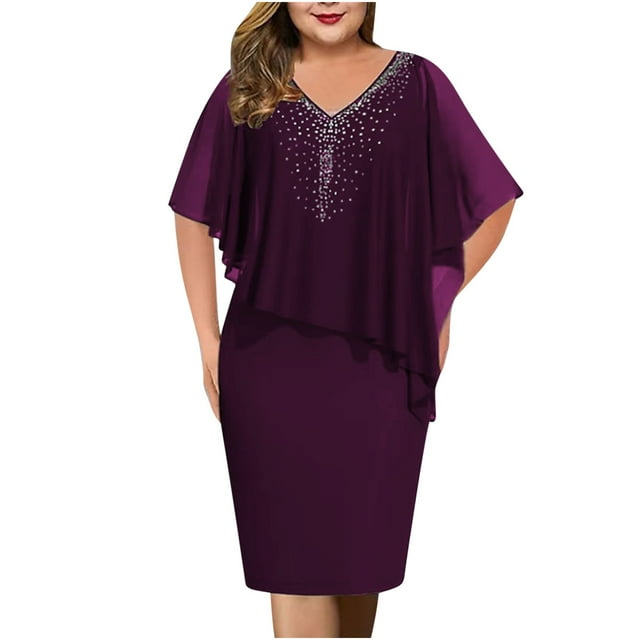 Robe en Chiffon Sans Manches à Col en V avec Châle et Perçage à Chaud pour Femmes