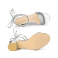 thumbnail image 4 of BLISSFUL STEP Women's Sparkle Strappy Lace Up Block Heel Sandals Silver 9.5, 4 of 7