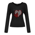 thumbnail image 4 of Babysbule Womens Valentine's Day New Arrivals Tops Women Fashion Casual Print V-Neck Loose Long Sleeve T-shirt Blouse Pullover, 4 of 6