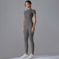 thumbnail image 3 of Conjunto de yoga 2025, mono de mujer, traje de una pieza con cremallera, manga corta, ropa de entrenamiento para gimnasio, traje de fitness, ropa deportiva, chándal, 3 of 5