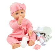 My Sweet Love Newborn Baby 14-Inch Soft Body Doll Play Set with Rose Pink Outfit, Hat & Accessories, 8 Pieces