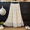thumbnail image 4 of YUEHUA Women's Summer Casual Elegant Smock Layered Tiered Maxi Skirt High Waisted A Line Flowy Long Skirts, 4 of 9