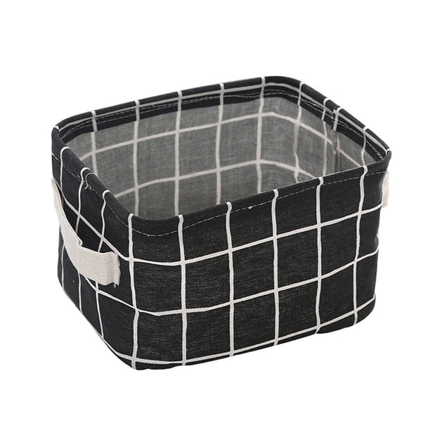 Cesta de almacenamiento de lona plegable pequeña Ycolew, de tela de algodón, minicesta de almacenamiento portátil, caja organizadora para guardería, para maquillaje, juguetes, estantes y escritorios.