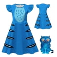 thumbnail image 2 of Vestido de seda color leche con estampado de tigre K-POP y mangas abullonadas para niñas, con bolso, estilo coreano, disfraz de actuación para niños, varios estilos, 100-150 cm, 2 of 4