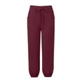 thumbnail image 4 of Mgmyaa Women's Casual Wide Leg Jogger Pants with Pockets Drawstring Elastic High Waist Lounge Comfort Relaxed Fit Trousers, 4 of 6