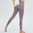 thumbnail image 2 of Pantalones de yoga sin costuras para mujer, color melocotón, de nylon y spandex, de cintura alta, para fitness, running, yoga y uso diario, 2 of 5