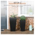 thumbnail image 4 of Outdoor Planters 2-Pack, 22 & 18in Flower Pots, Stackable Plant Pots with Drainage, Durable MgO, Black, for Porch Patio Yard Garden, 4 of 9