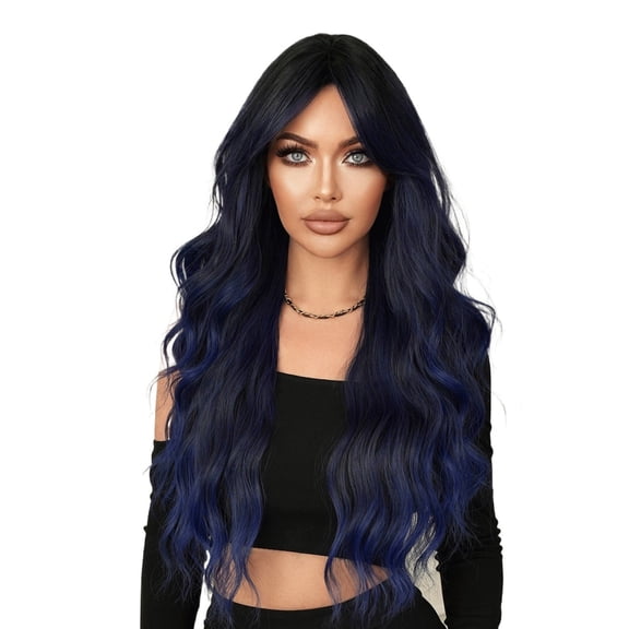 Gradient Long Roll Hair Wigs with Large Waves for Women - 75cm Natural Full Head Cover