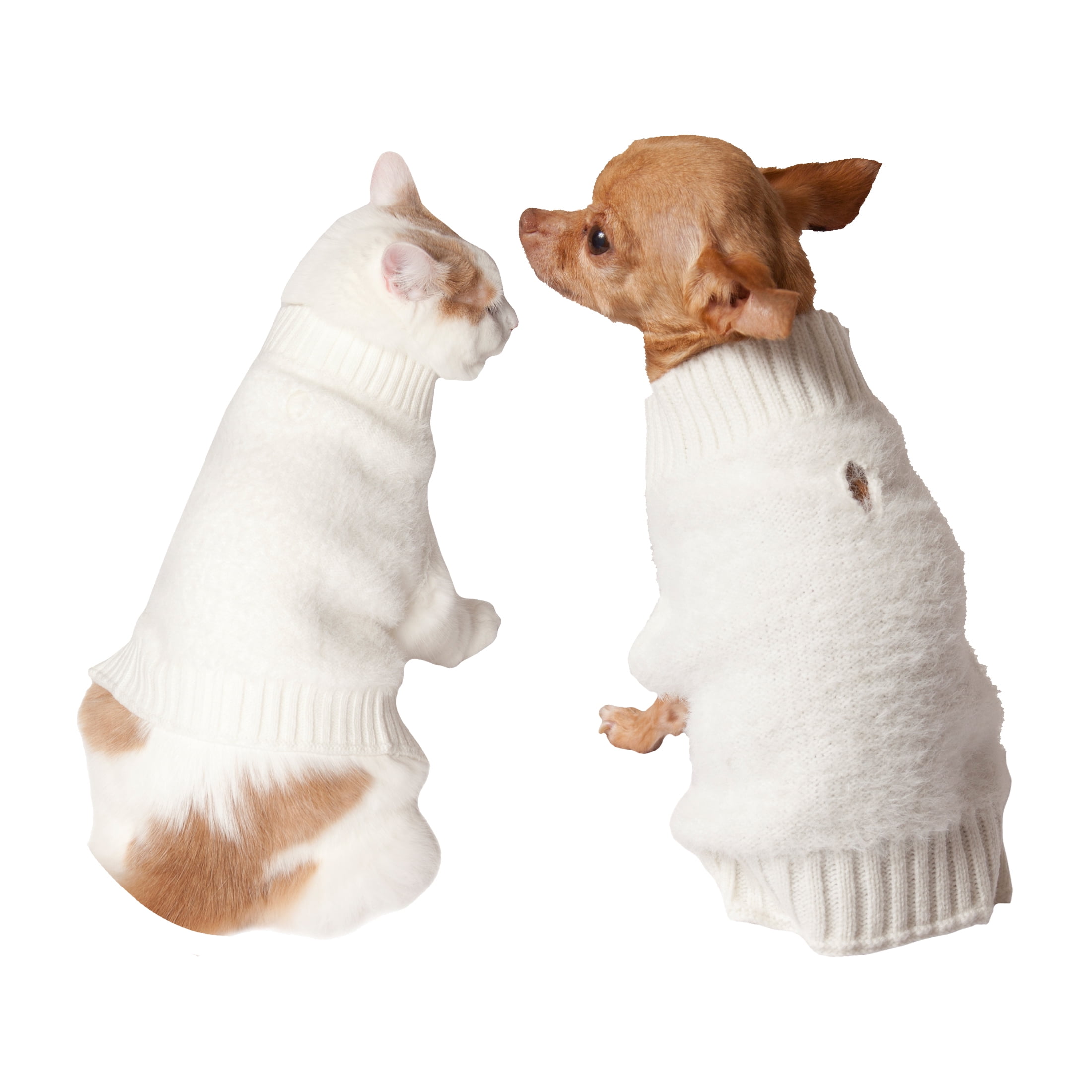 Vibrant Life Holiday Vanilla Fuzzy Faux Fur Dog Sweater and Cat Sweater