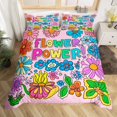 thumbnail image 2 of Erosebridal Housse de Couette Florale Rétro Simple pour Filles, Ensembles de Literie à Imprimé Flower Power Taille Simple, Rose 2 Pcs (Sans Couette), 2 of 7