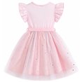thumbnail image 5 of IPIO Girls Starry Princess Dress, Shimmer Moon Tulle Skirt with Flutter Sleeves and Bow for Birthday Party, 5 of 7