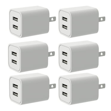 epacks USB Charger, 2.4A/5V Dual 2-Port USB Block Charger Wall Plug Power Adapter Fast Charging Cube Compatible with Apple iPhone, iPad, Samsung Galaxy, Note, HTC, LG & More (White, 6-Pack)
