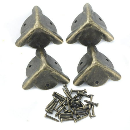 

4Pcs Antique Bronze Wooden Box Decorative Corner Foot Mounting Screws 20mm