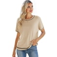 thumbnail image 6 of Womens Tops Trendy Casual Short Sleeve Shirts Crewneck Knit Sweater Top L, 6 of 9