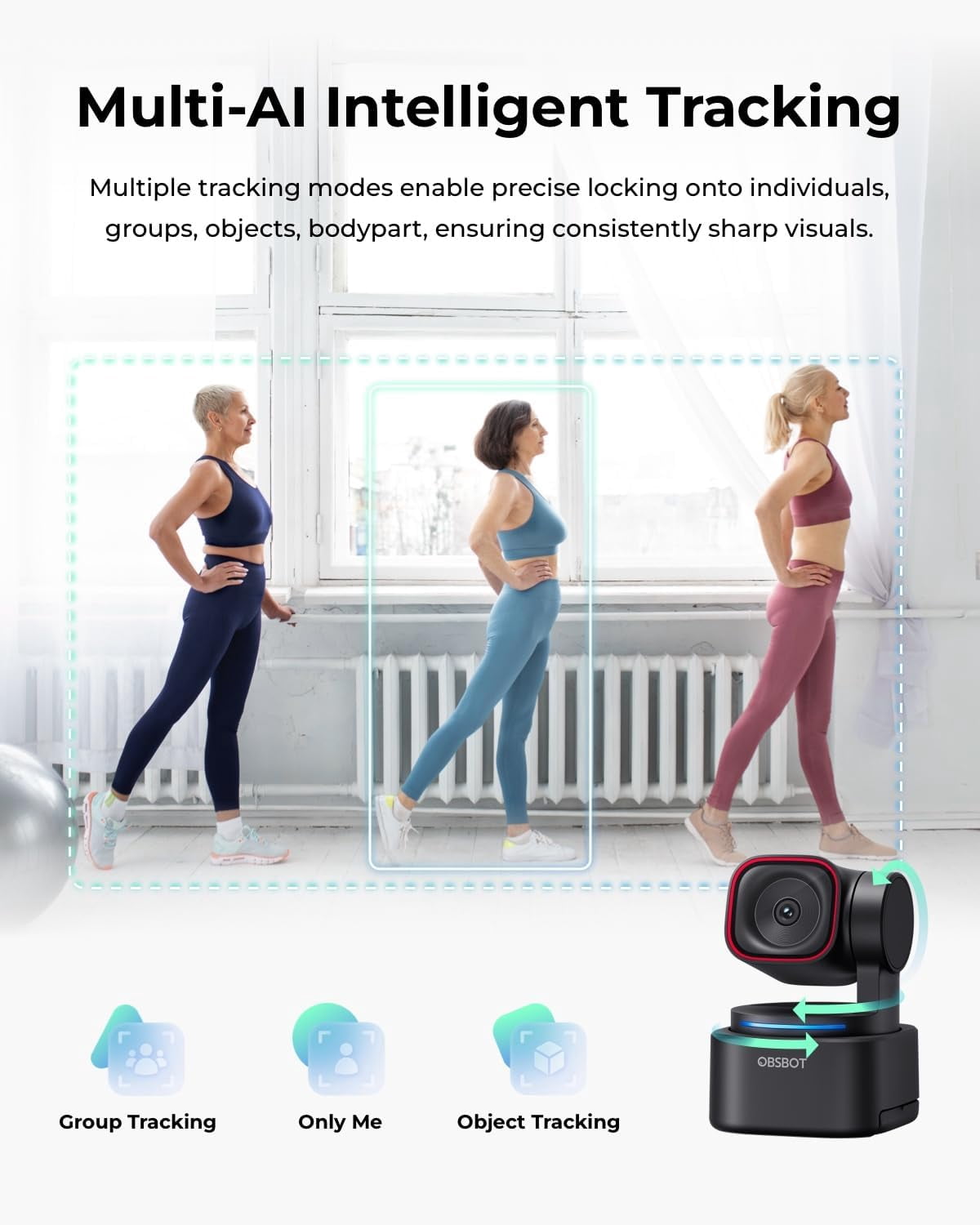 OBSBOT Tiny 3 Lite AI-Powered Spatial Audio 4K Webcam - Compact AI Tracking