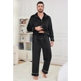 thumbnail image 3 of U2SKIIN Men Fleece Pajama set, Long Sleeve Button Down Soft Sleepwear,(Black,L), 3 of 5