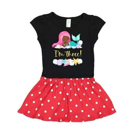 

Inktastic I m 3 Mermaid with Pink Hair and Shells Gift Toddler Girl Dress