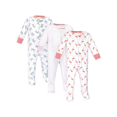UPC: 0660168923087 | Yoga Sprout Baby Girl Cottton Zipper Sleep and Play 3pk  Flamingo  6-9 Months